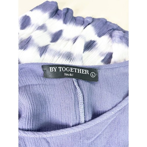 Buy Together You & I Large Cold Shoulder Crepe Dress Coverup Tie Dye Blue GUC - Picture 3 of 6